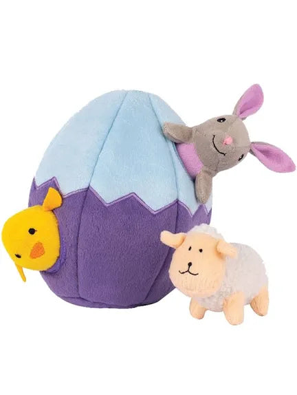 Zippy Paws Interactive Burrow Plush Dog Toy - Easter Egg and Friends
