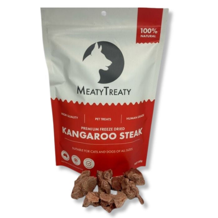 Meaty Treaty Freeze Dried Australilan Kangaroo Steak Cat & Dog Treats 80g