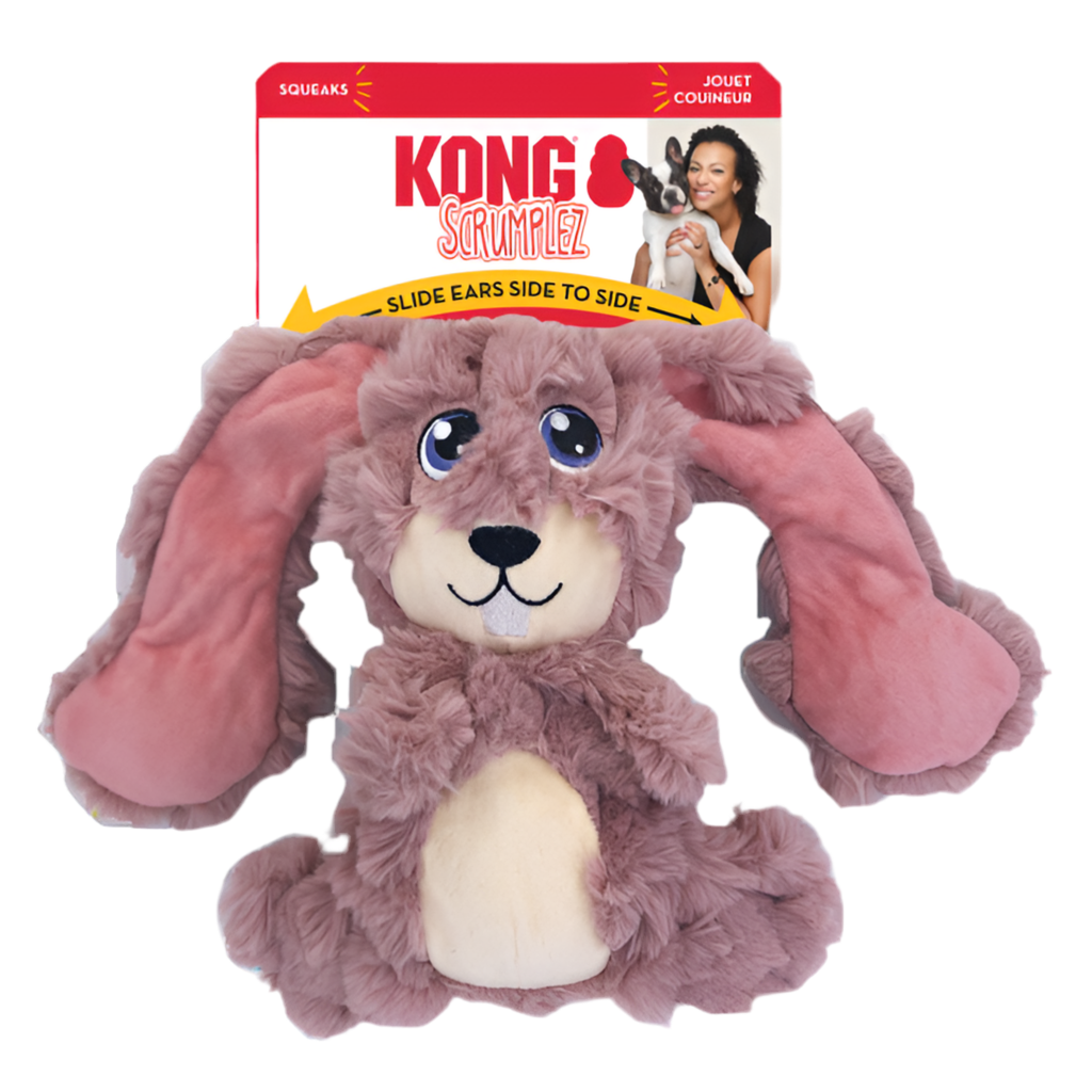 KONG Scrumplez Bunny Pink Medium Soft Plush Squeaky Toy For Dogs